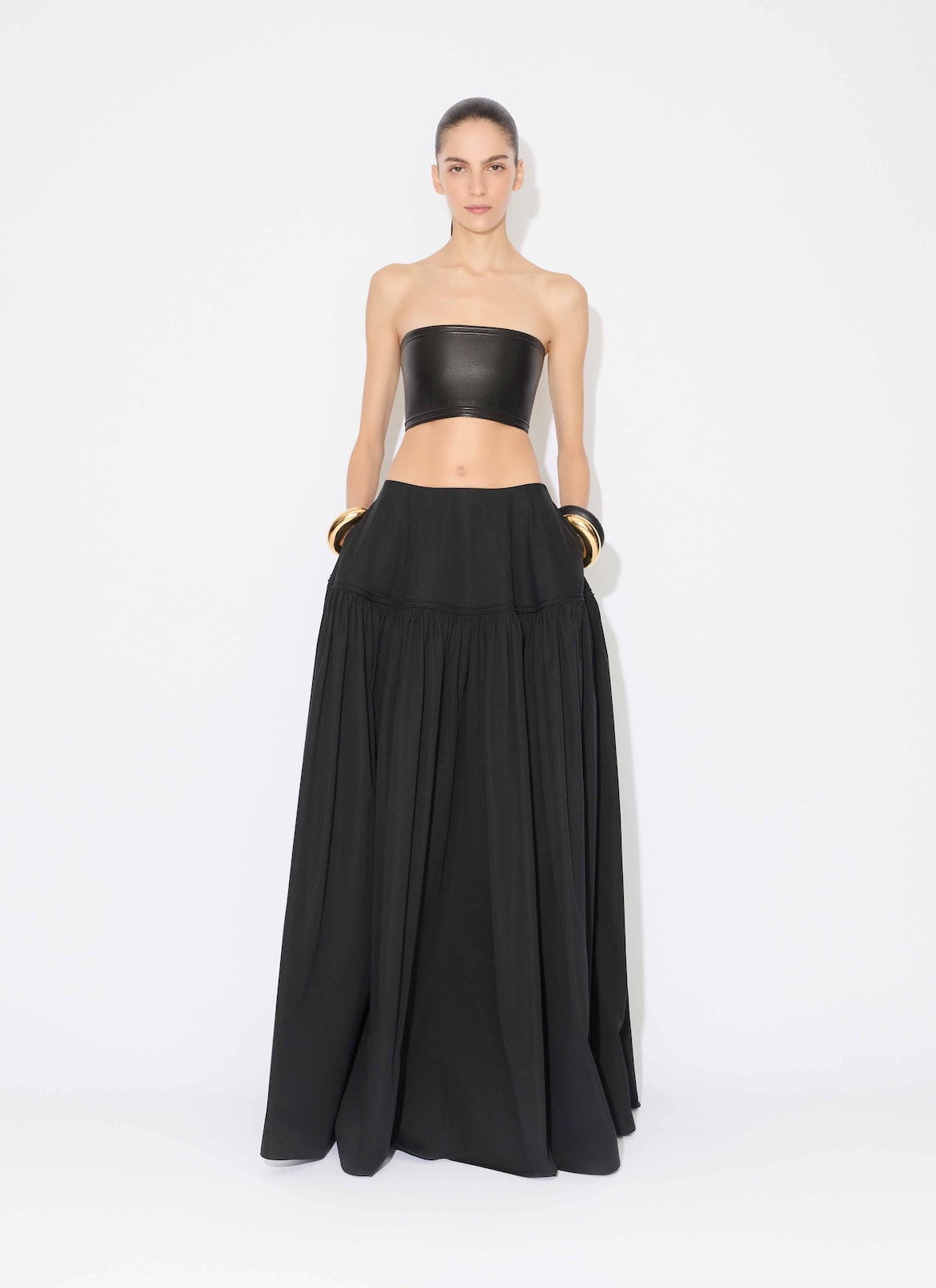 LEATHER BUSTIER ALAÏA BLACK LEATHER BUSTIER